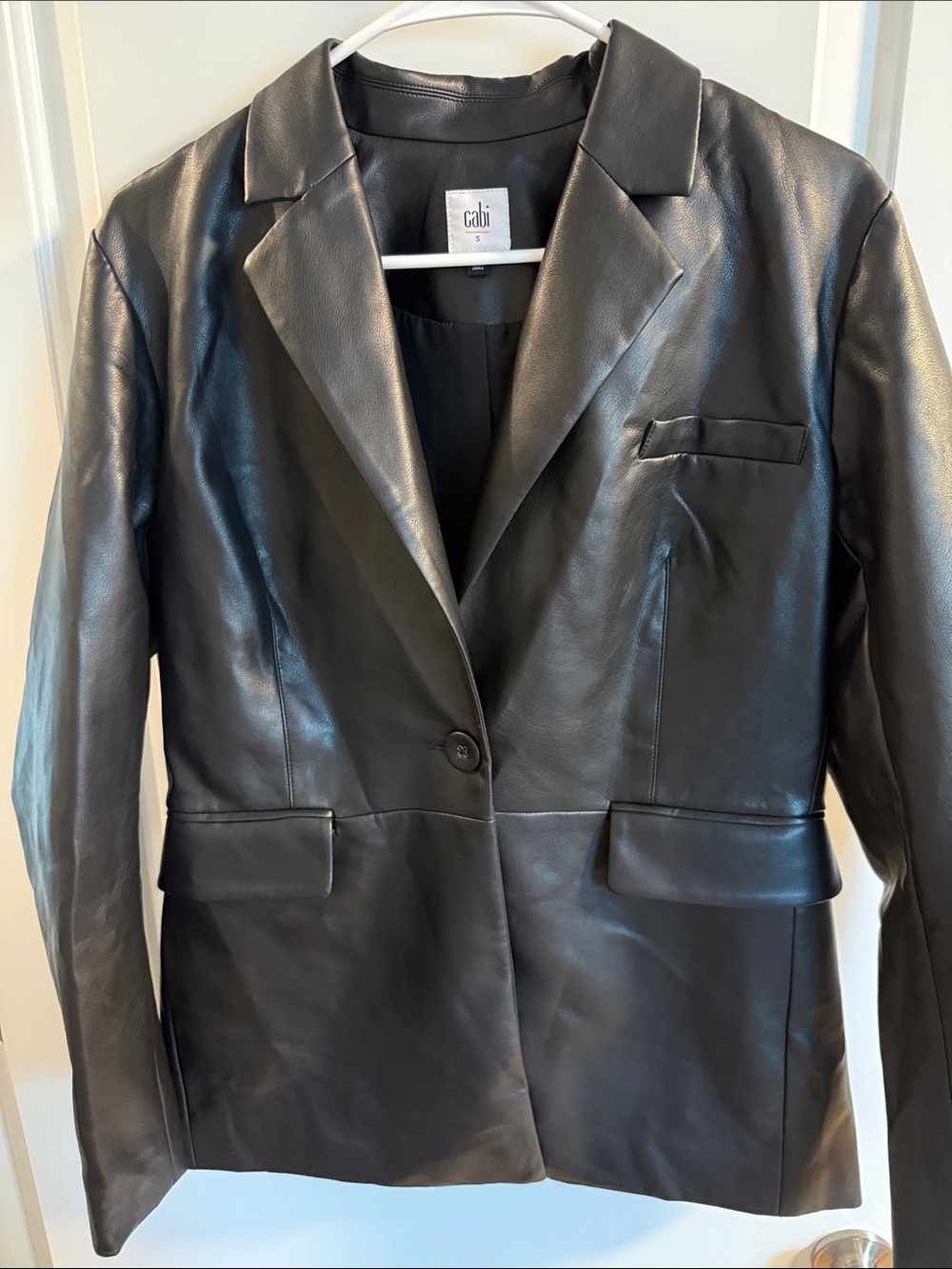 CAbi 4495 James Vegan Leather Black Blazer - Picture 2 of 5